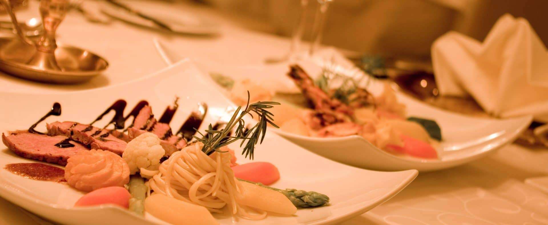 Restaurant, Essen, Teller, Abend