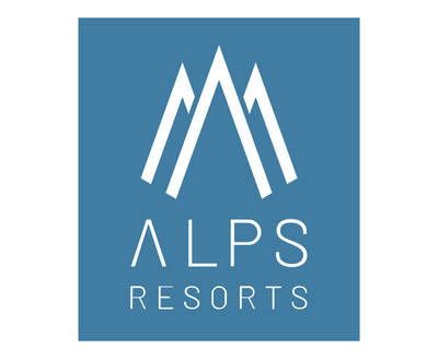 Alps Resorts Logo, weiß auf blauem Grund