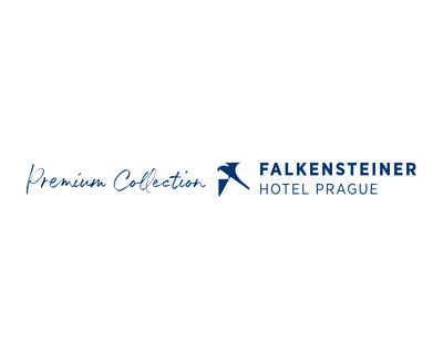 Logo Falkensteiner Hotel Prague, Schriftzug blau auf weiß, Premium Collection