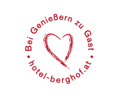 Logo Hotel Berghof, Bei Genießern zu Gast, rot auf weiss