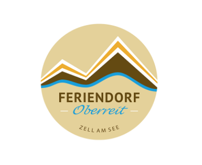 Feriendorf Oberreit. Logo und Schrift, Berge im Kreis