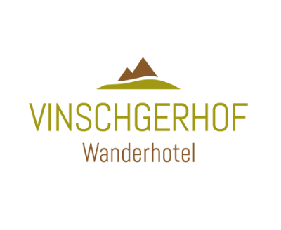 Vinschgerhof, Logo und Schrift, Berg und Wiese