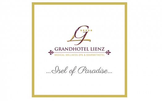 Grandhotel Lienz, Logo und Schrift, goldener Rahmen