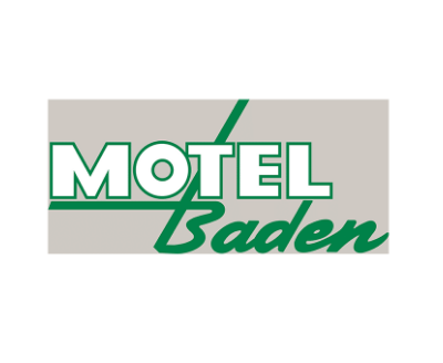 Motel Baden, Logo und schrift, in weiß grün und grau