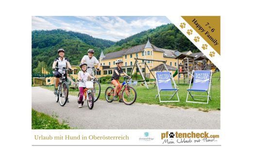 Happy Family: 7 = 6 beim Family Angebot im Riverresort Donauschlinge. Ab € 1699 pro Familie!