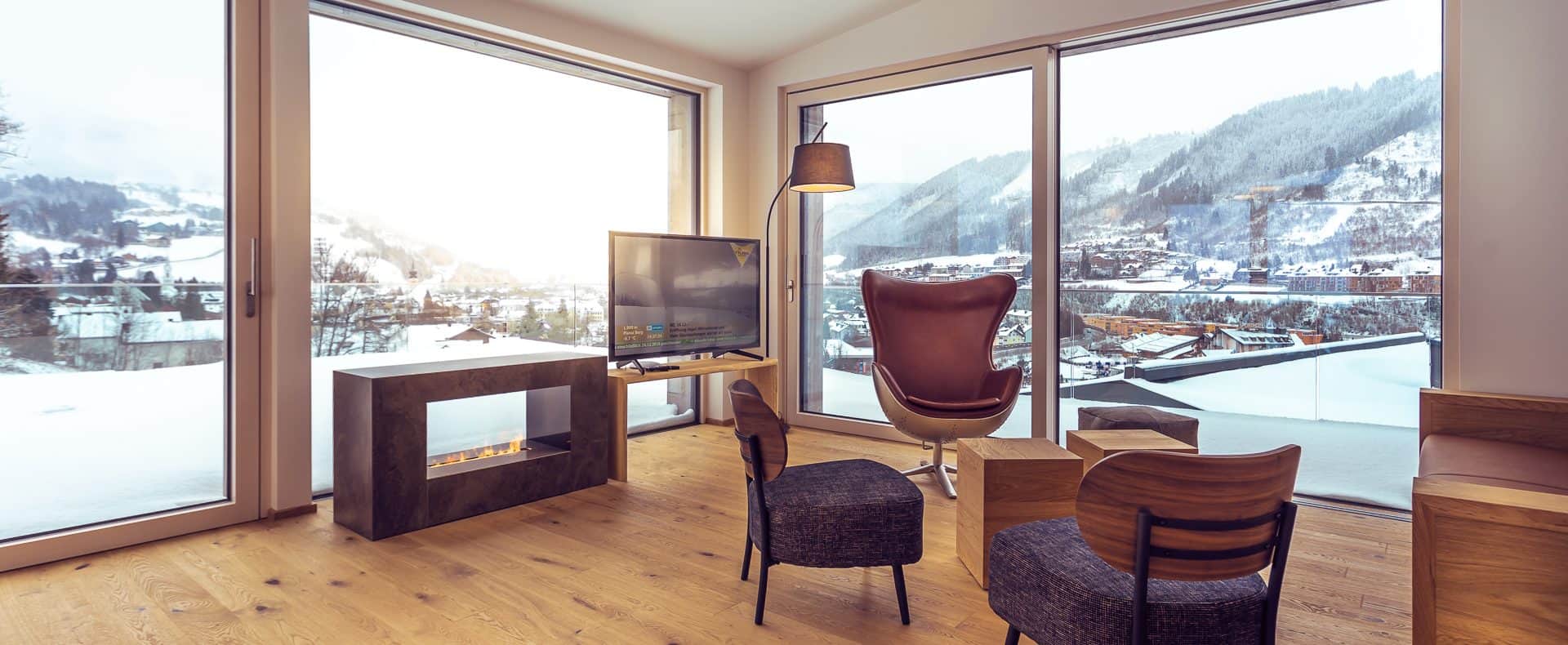 Winteraussicht aus den Chalets Coburg / Urlaub mit Hund Schladming / zertifiziert hundefreundliches Hotel in Österreich